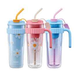 Ly Nhựa 2 Lớp LocknLock Kèm Ống Hút Spring Double Wall Cold Cup 890ml - 3 Màu (Xanh, Xanh Da Trời, Hồng) - HAP538